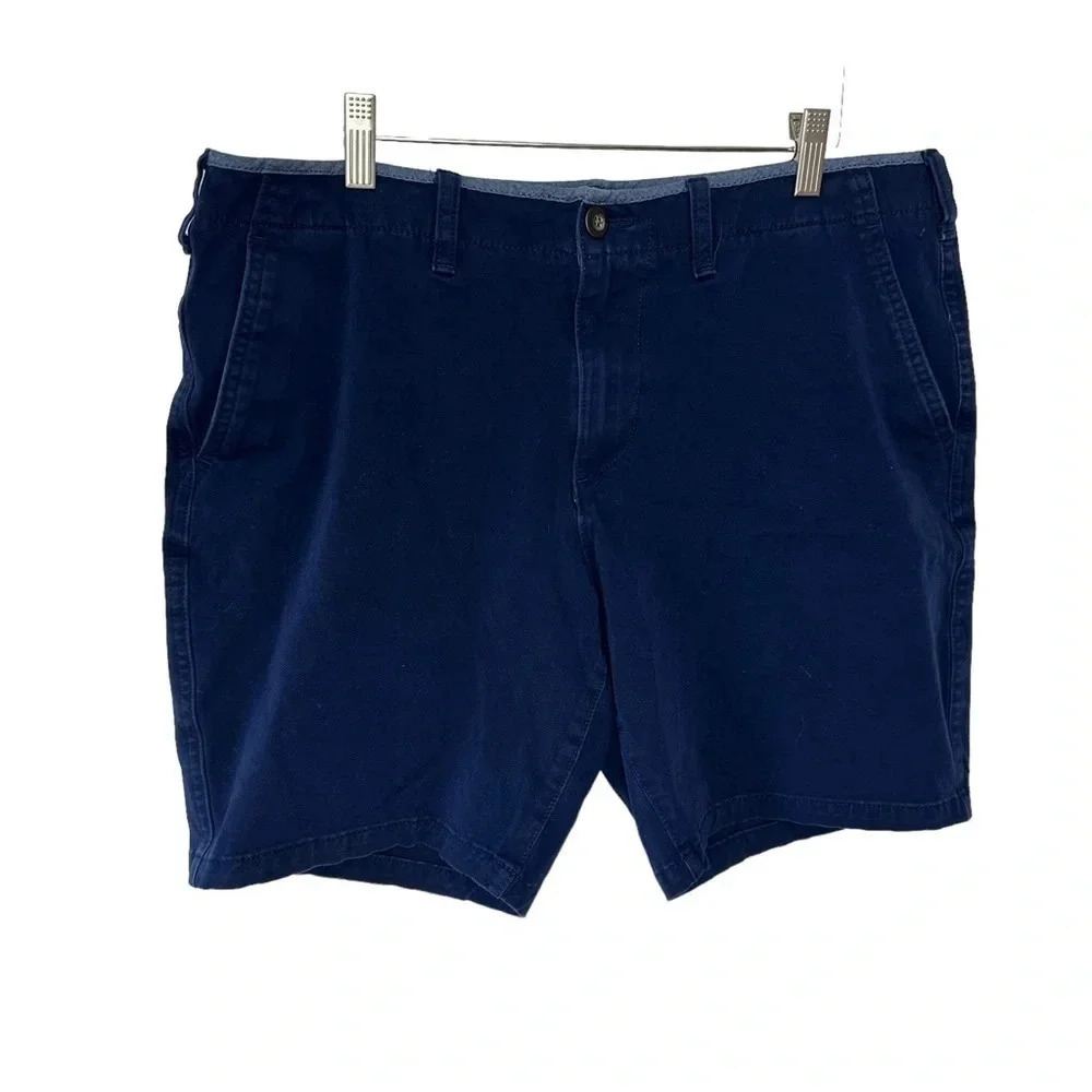 Express W33 slim fit blue flat front‎ 8” inseam short